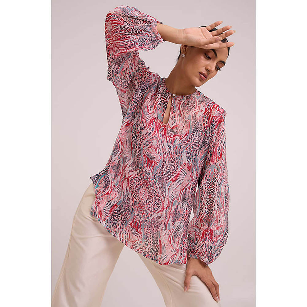 MADDER MUCH Multi-Color Cotton Crew Neck Printed Top With Pant