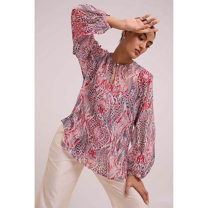 MADDER MUCH Multi-Color Cotton Crew Neck Printed Top With Pant