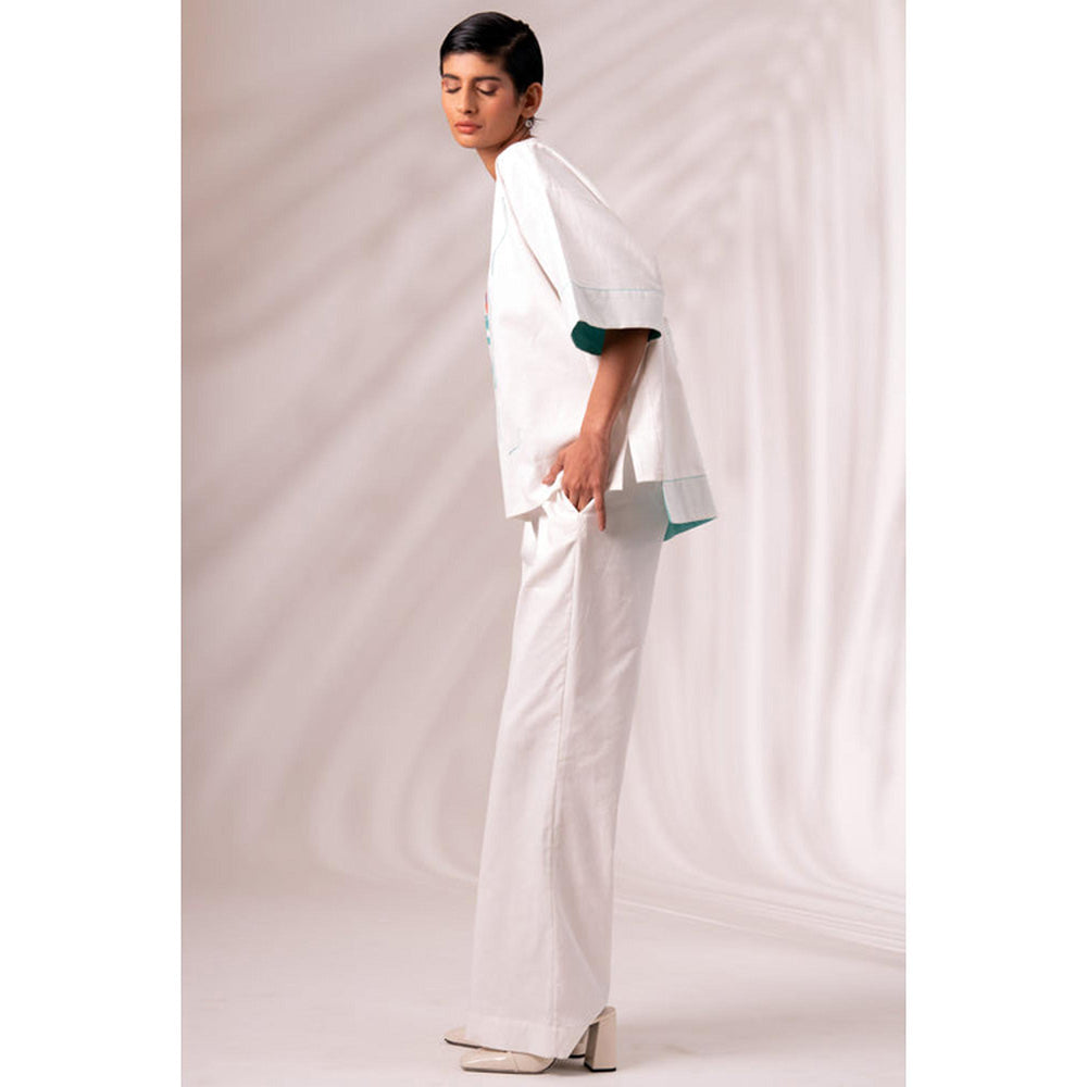 MADDER MUCH White Cotton Printed Plain Top