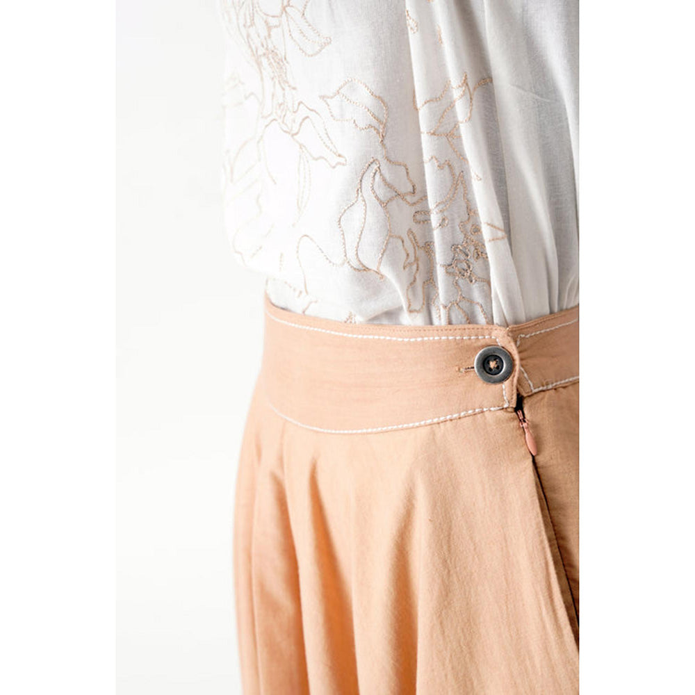 MADDER MUCH Cotton White Collar Neck Floral Top