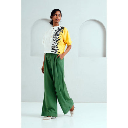 MADDER MUCH Multi-Color Cotton Round Neck Animal Print Top