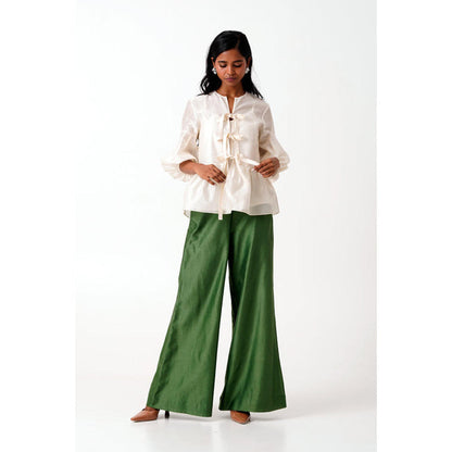 MADDER MUCH Ivory Toni Set - Multi Knot Peplum Top With Slip