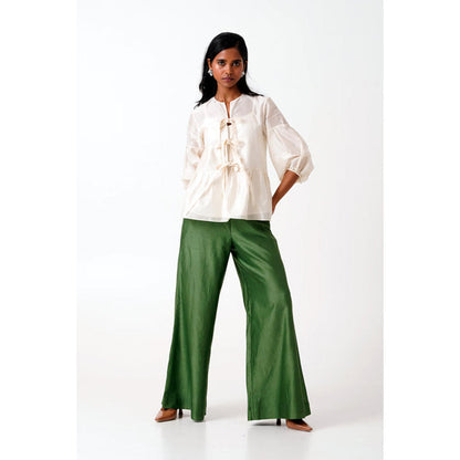 MADDER MUCH Ivory Toni Set - Multi Knot Peplum Top With Slip