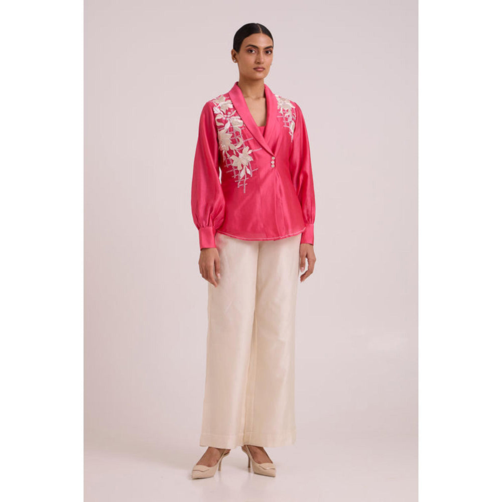 MADDER MUCH Cotton Pink V-Neck Floral Top
