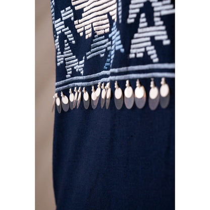 MADDER MUCH Marlin - Natural Indigo Modest Midi Dress