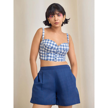 Maisolos Alina Blue Shirt with Shorts and Crop Top (Set of 3)