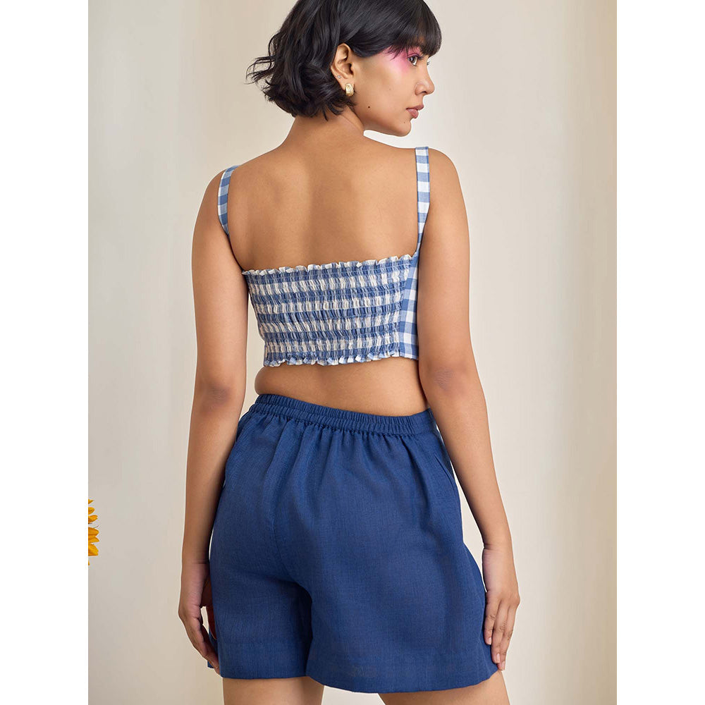 Maisolos Alina Blue Shirt with Shorts and Crop Top (Set of 3)