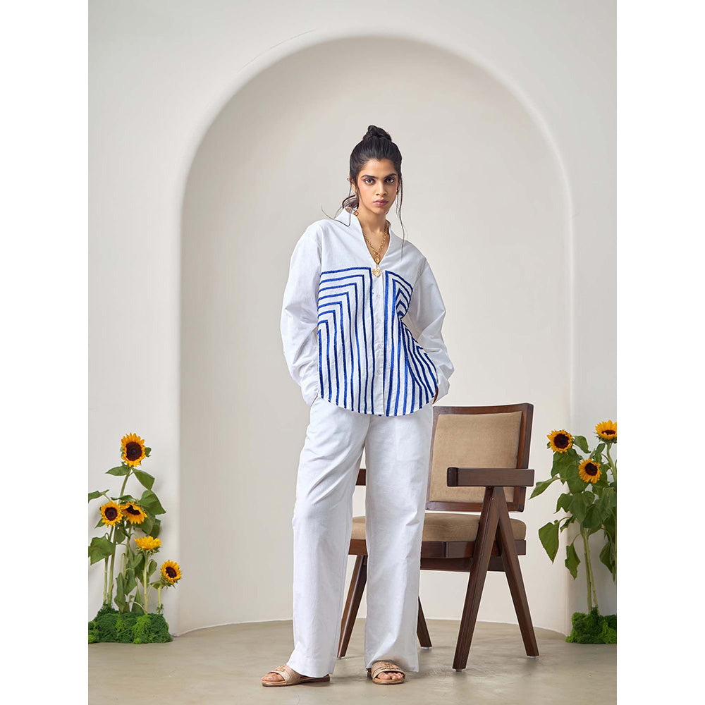 Maisolos White Wave Shirt with Pant (Set of 2)