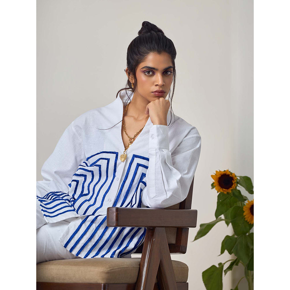 Maisolos White Wave Shirt with Pant (Set of 2)