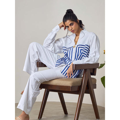 Maisolos White Wave Shirt with Pant (Set of 2)