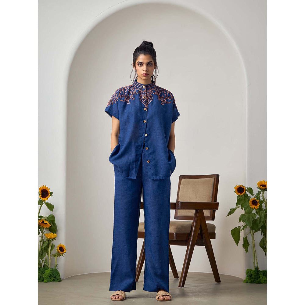 Maisolos Alina Pant Blue Shirt with Pant (Set of 2)