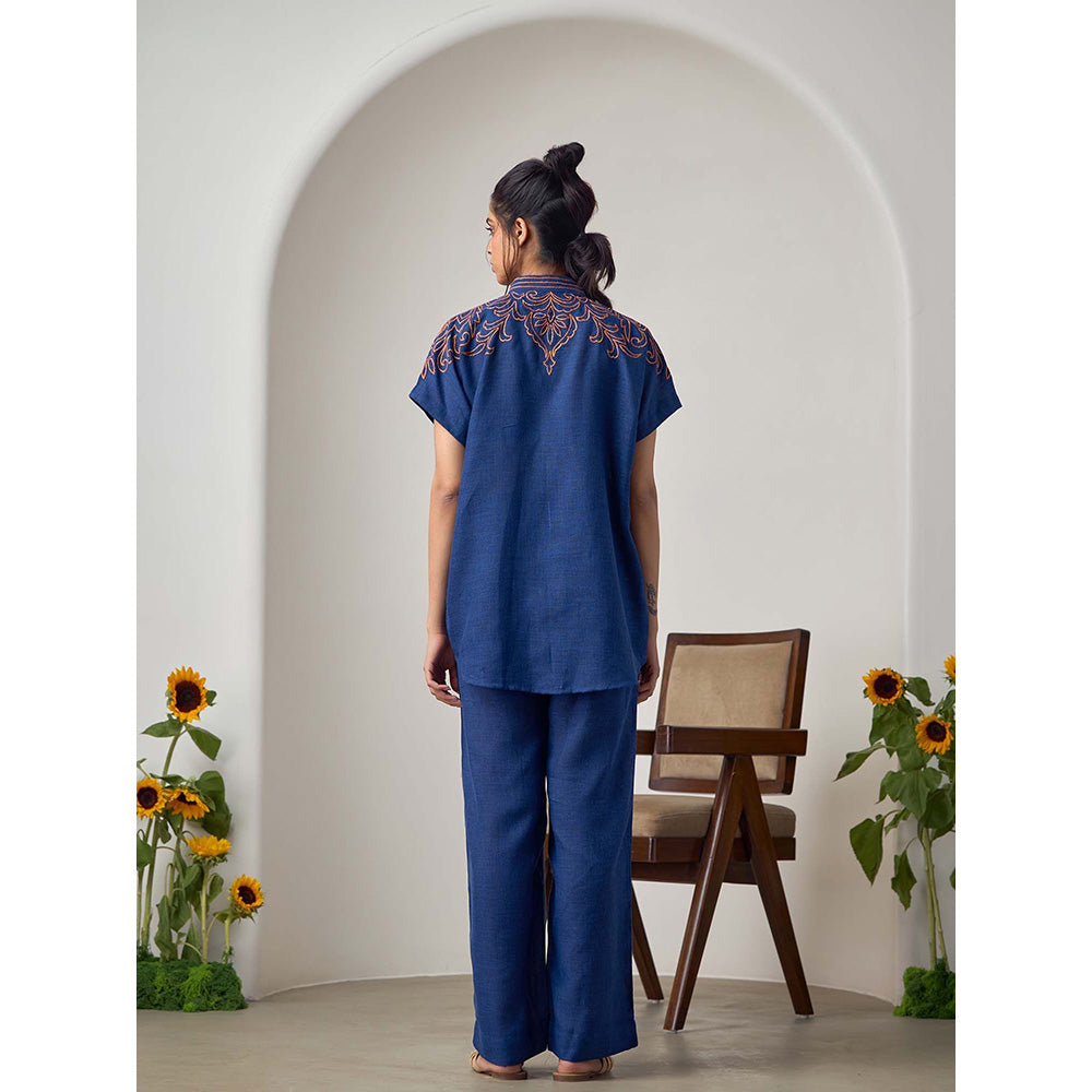 Maisolos Alina Pant Blue Shirt with Pant (Set of 2)