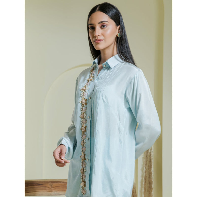 Maive Powder Blue Hand Embroidered Co-Ord (Set of 2)
