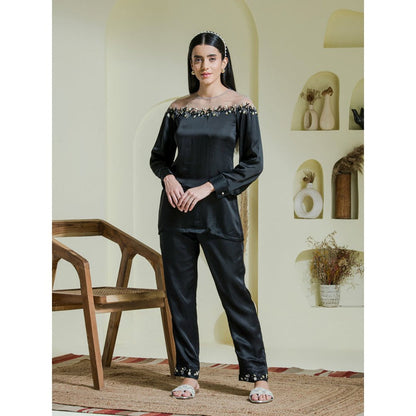 Maive Black Embroidered Co-Ord (Set of 2)