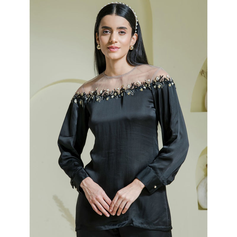 Maive Black Embroidered Co-Ord (Set of 2)