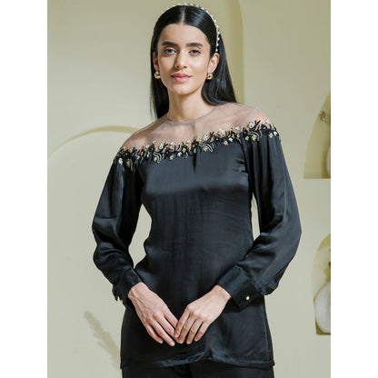 Maive Black Embroidered Co-Ord (Set of 2)