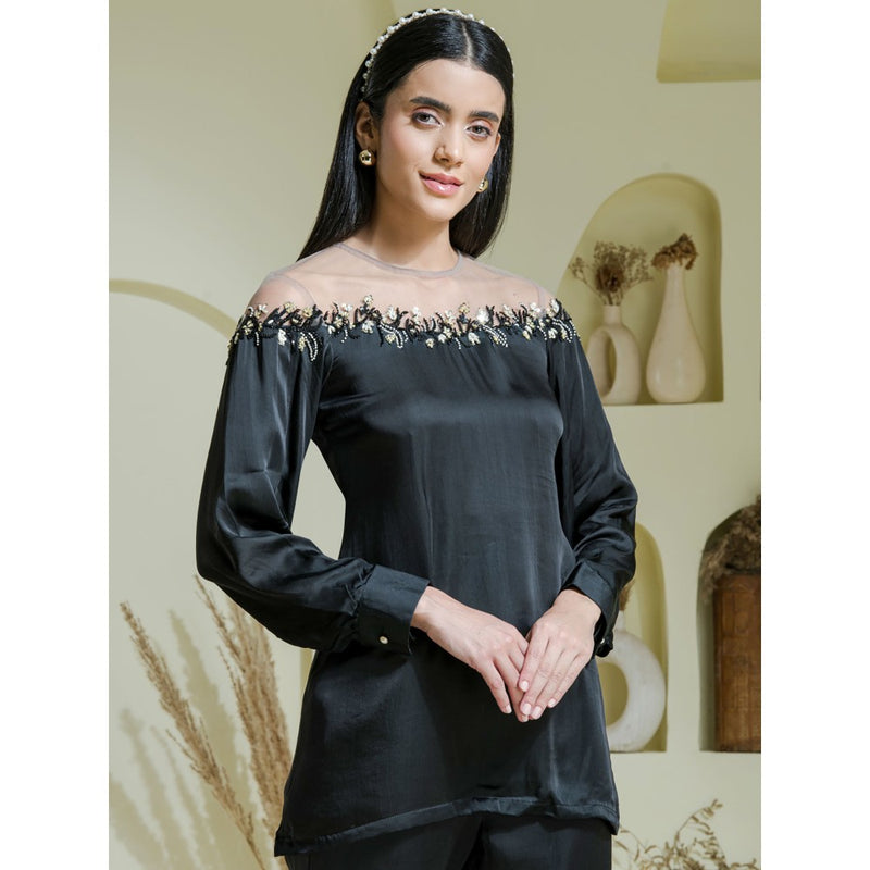 Maive Black Embroidered Co-Ord (Set of 2)