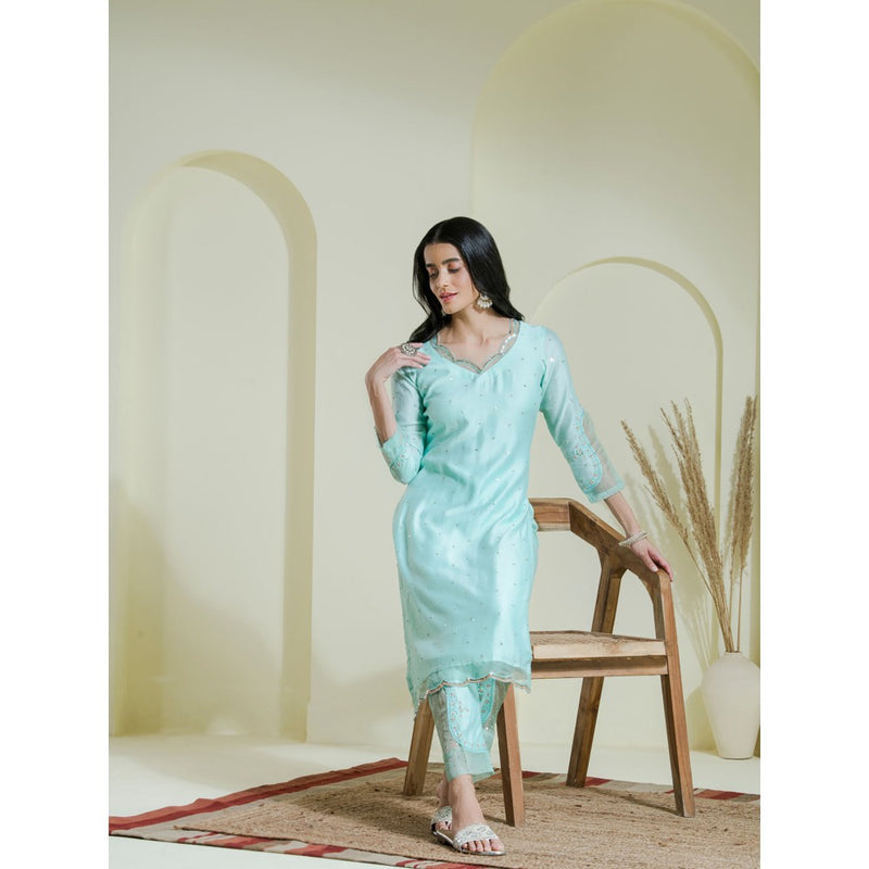 Maive Sea Green Kurta with Pant (Set of 2)