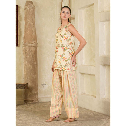 Maive Cream Embroidery Farsi Kurta with Salwar and Dupatta (Set of 3)
