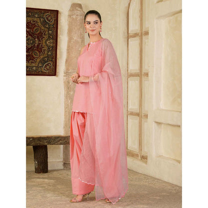 Maive Pink Sequins Embroidered Farsi Salwar with Kurti and Dupatta (Set of 3)