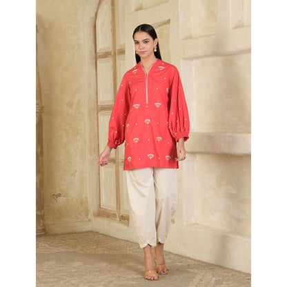 Maive Pink and Beige Hand Embroidered Co-Ord (Set of 2)