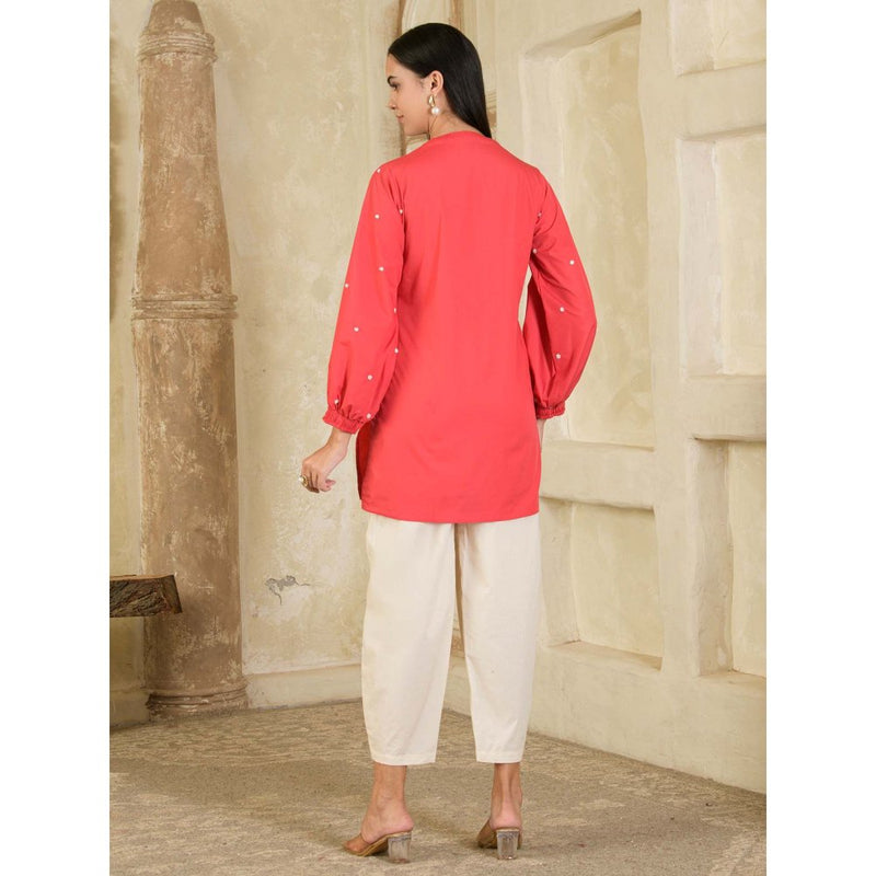 Maive Pink and Beige Hand Embroidered Co-Ord (Set of 2)