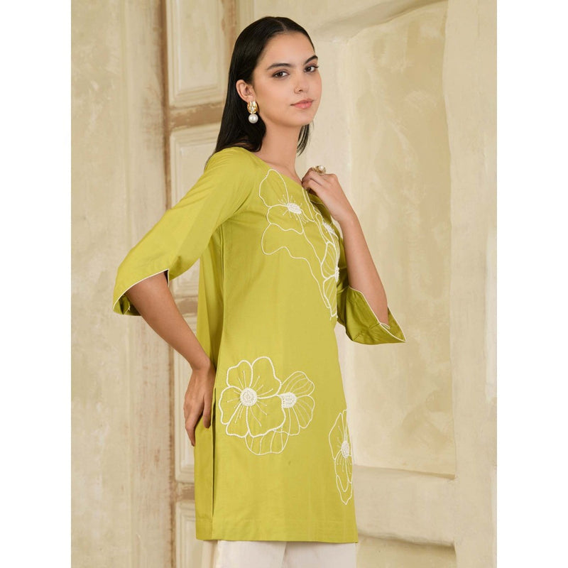 Maive Green and Beige Hand Embroidered Co-ord (Set of 2)