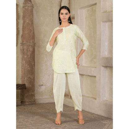 Maive Pastel Green Embroidered Chanderi Co-Ord (Set of 2)