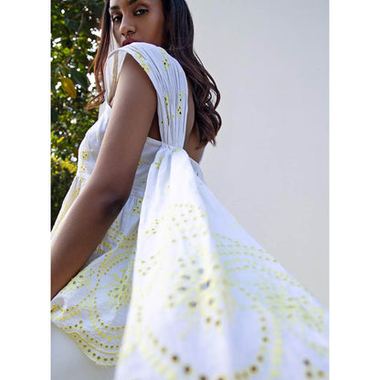 MALIE White and Yellow EVIE Top