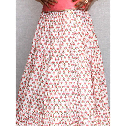 MALIKA GUPTA Pink Kairavi Floral Print Top and Skirt (Set of 2)