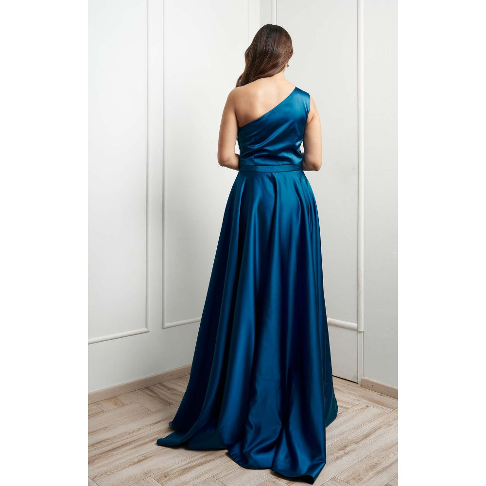 MALIKA GUPTA Teal Carrie Solid Gown
