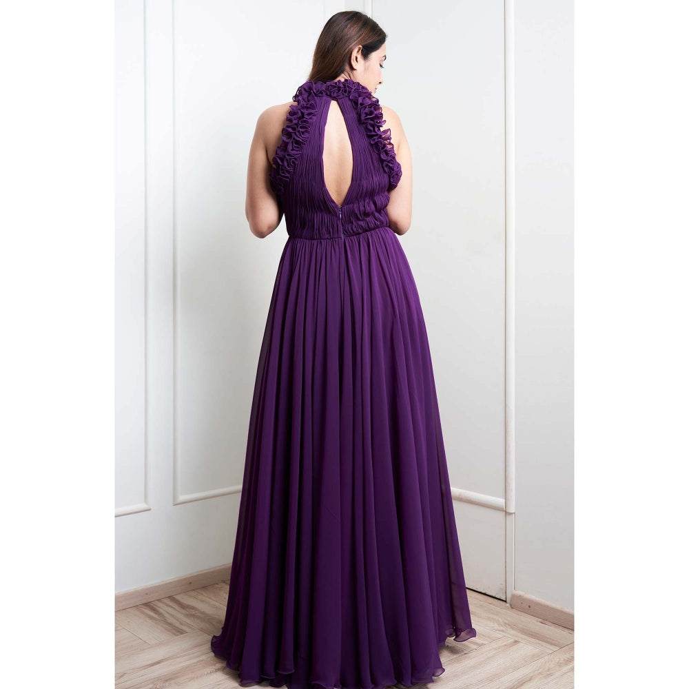 MALIKA GUPTA Purple Rosie Solid Gown