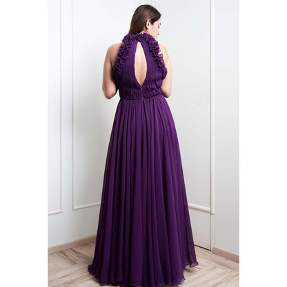 MALIKA GUPTA Purple Rosie Solid Gown