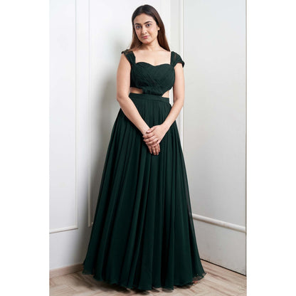 MALIKA GUPTA Green Kelly Solid Gown