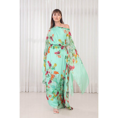 MANDIRA WIRK Dahlia Bouquet Printed Kaftan Dress