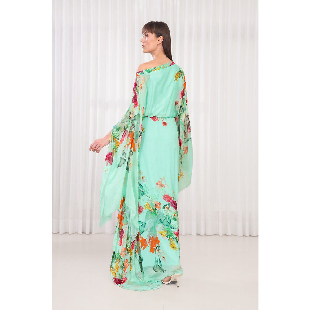 MANDIRA WIRK Dahlia Bouquet Printed Kaftan Dress