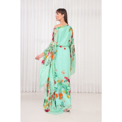 MANDIRA WIRK Dahlia Bouquet Printed Kaftan Dress