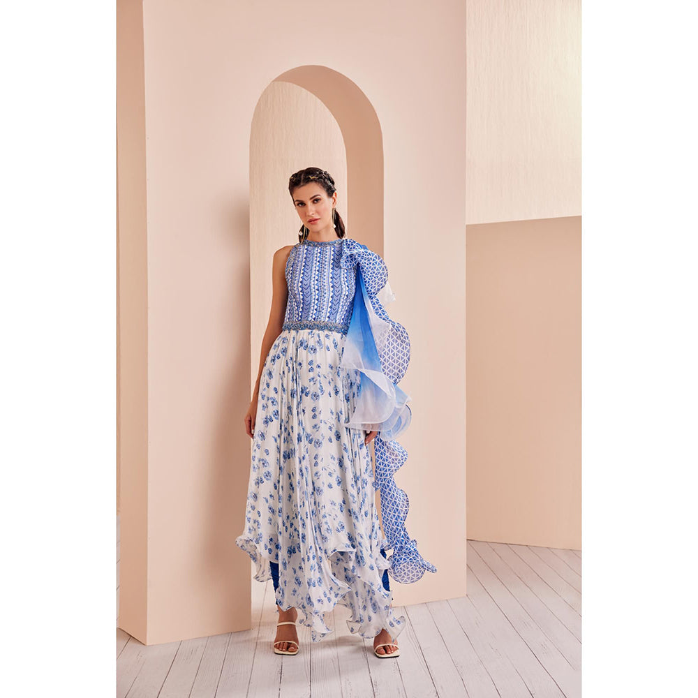MANDIRA WIRK Kurta and Churidar with Cascade Dupatta (Set of 3)