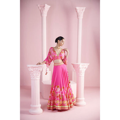MANDIRA WIRK Women's Leyla Embellished Lehenga with Blouse and Dupatta (Set of 3)