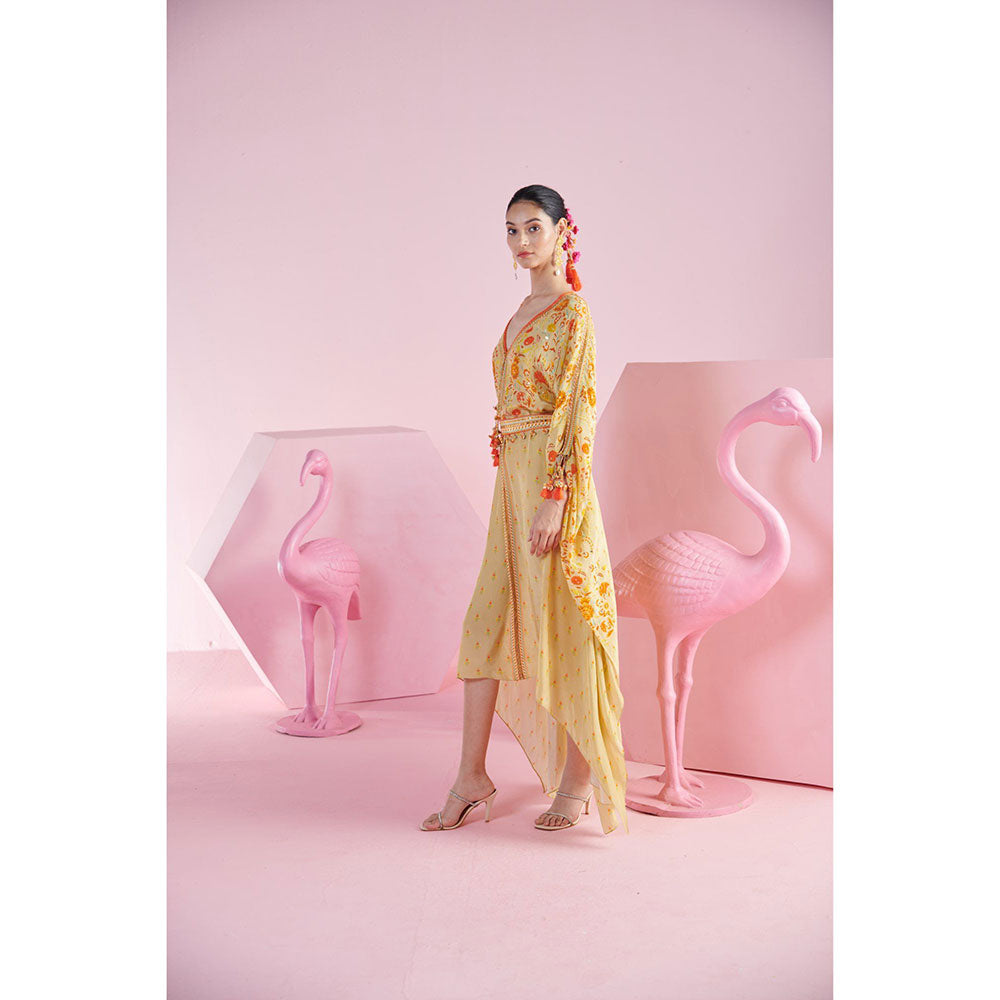 MANDIRA WIRK Women'S Ada Kaftan Dress with Belt (Set of 2)