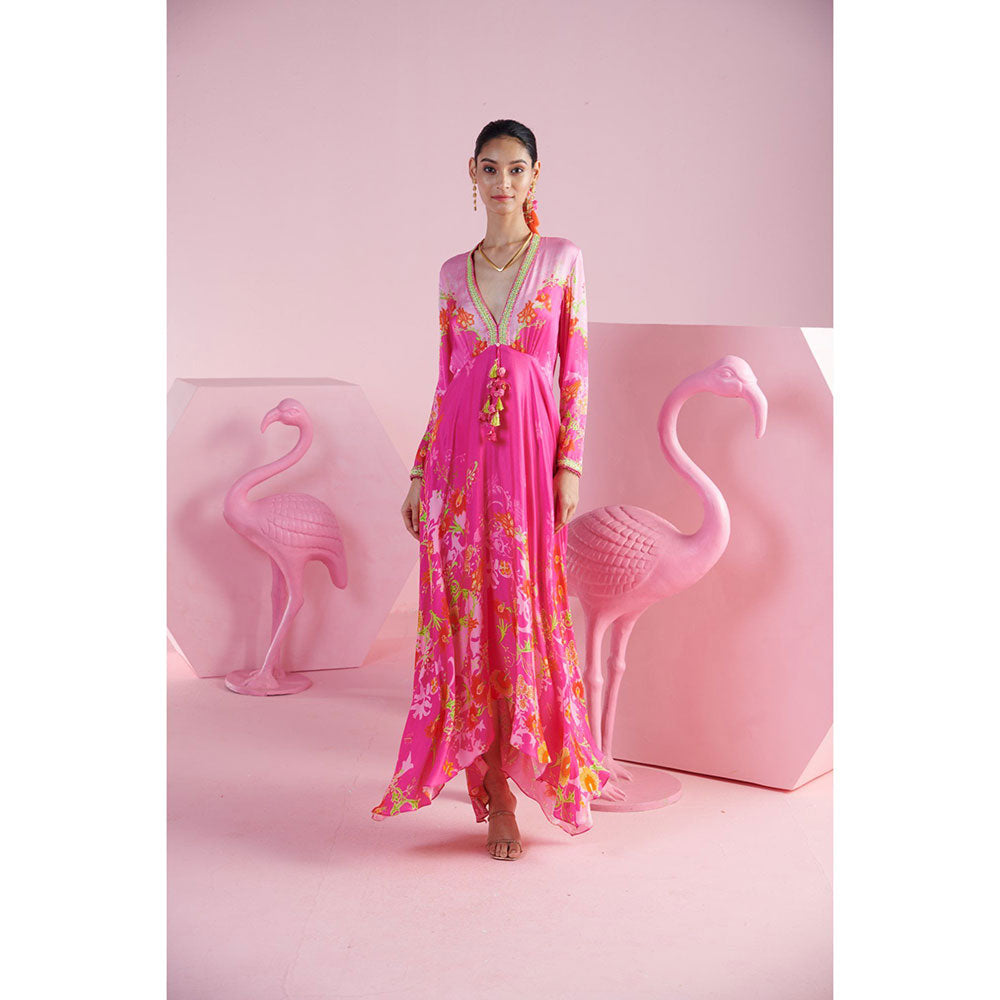 MANDIRA WIRK Women'S Sema Printed V-Neck Dress