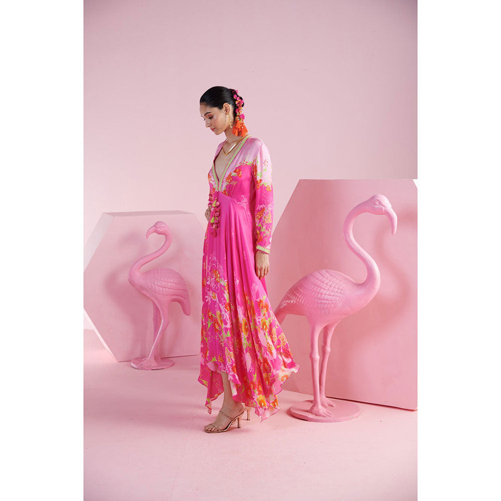 MANDIRA WIRK Women'S Sema Printed V-Neck Dress
