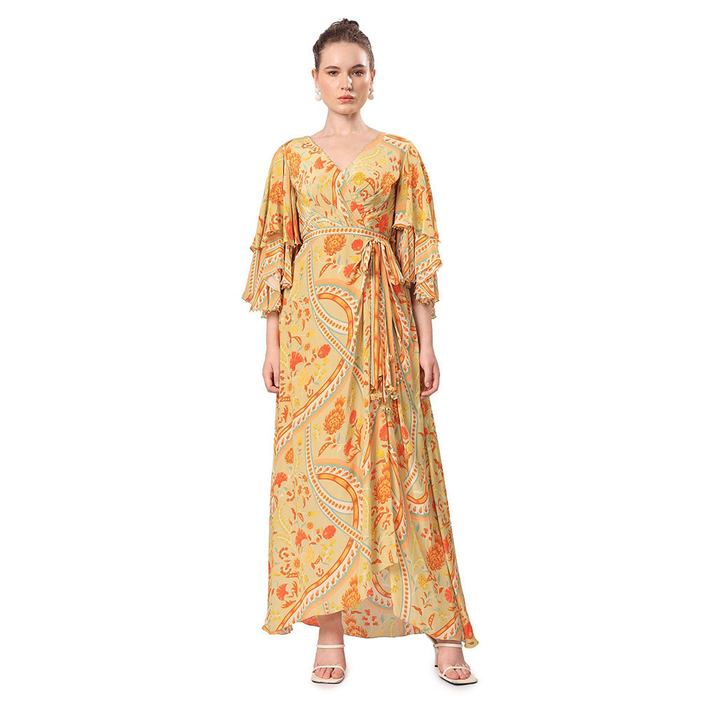MANDIRA WIRK Women'S Zaina Printed V-Neck Dress