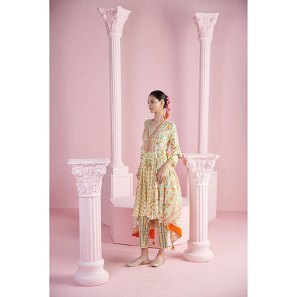 MANDIRA WIRK Women'S Safiya Floral Anarkali with Pant and Dupatta (Set of 3)