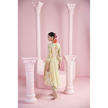 MANDIRA WIRK Women'S Safiya Floral Anarkali with Pant and Dupatta (Set of 3)