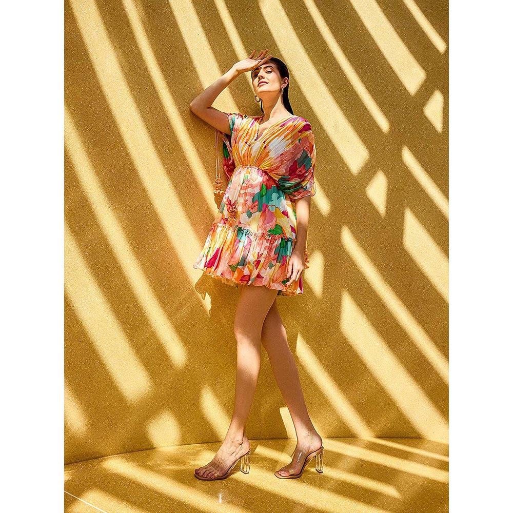 MANDIRA WIRK Multicolor Rush Floral Short Dress