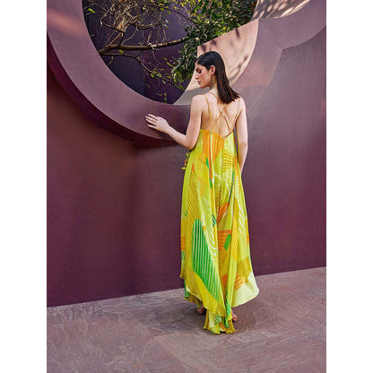 MANDIRA WIRK Lurex Strappy Backless Flowy Dress