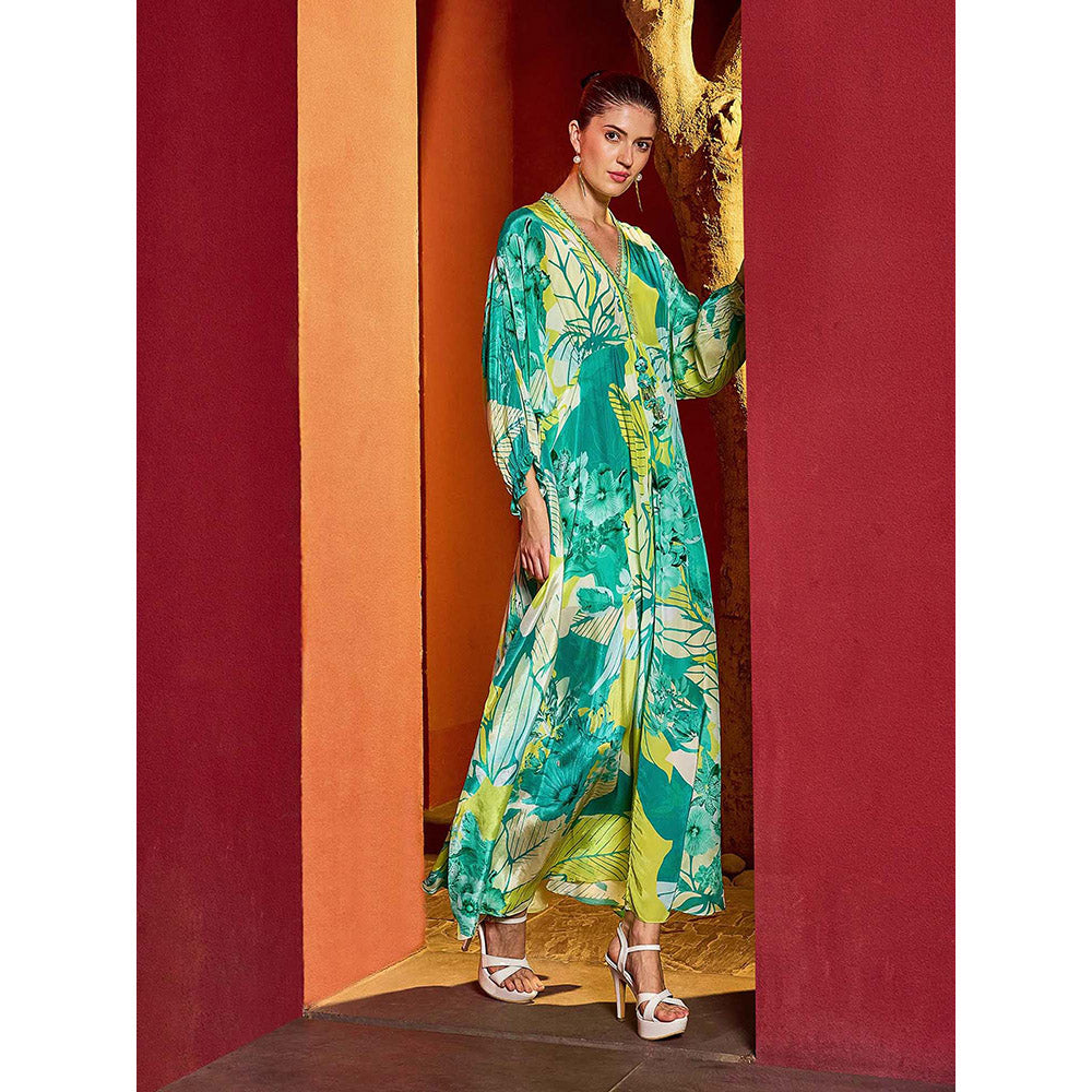 MANDIRA WIRK Green Hues Kaftan Dress