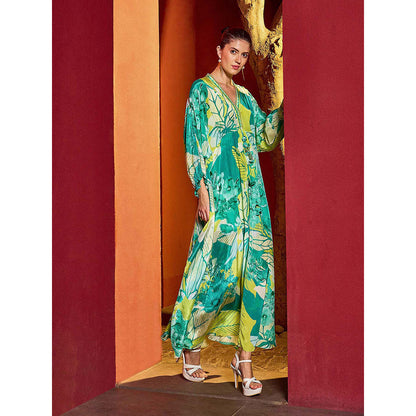 MANDIRA WIRK Green Hues Kaftan Dress