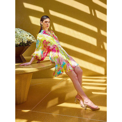 MANDIRA WIRK Multicolor Surge Florid Short Dress